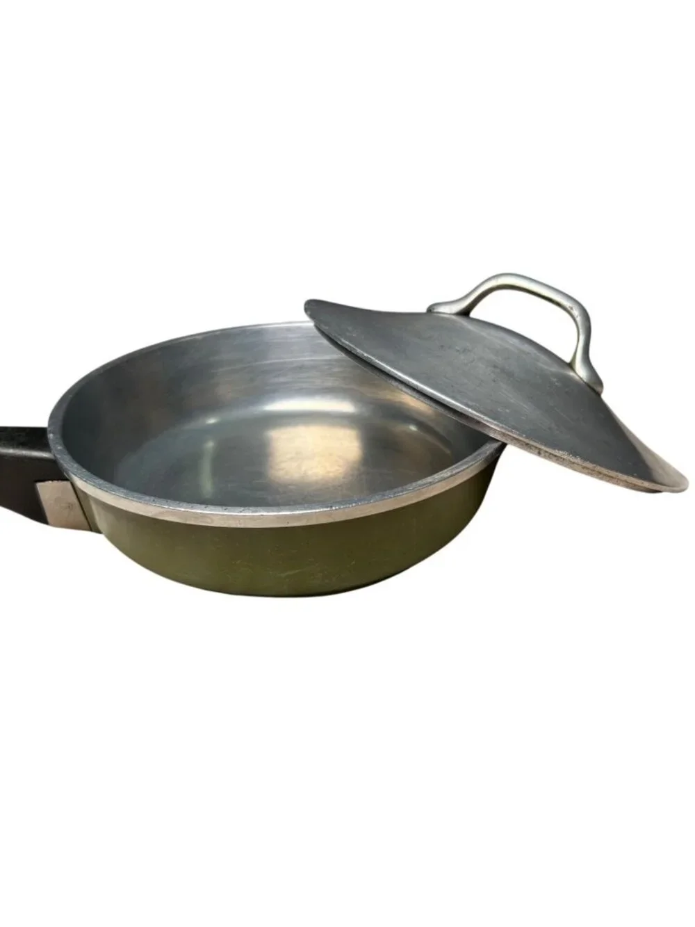 VTG Club Aluminum Saucepan w/ Lid Olive Green 7 inch Durable Collectible Skillet
